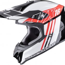 Мотокрос каска Scorpion - Exo VX-16 Evo Air Lignes Black/White/Red